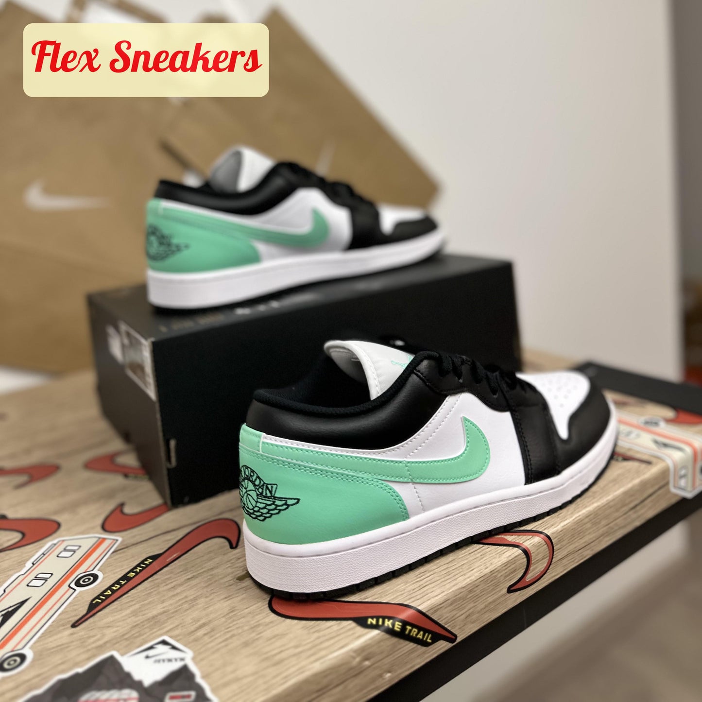 Air Jordan 1 Low White/Green-Glow