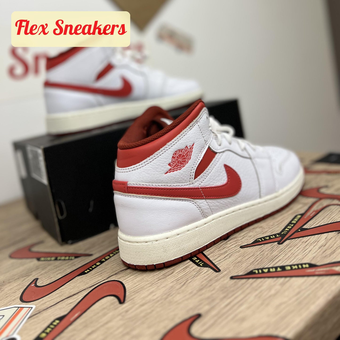 Air Jordan 1 Mid SE (GS) White/Red-Sail