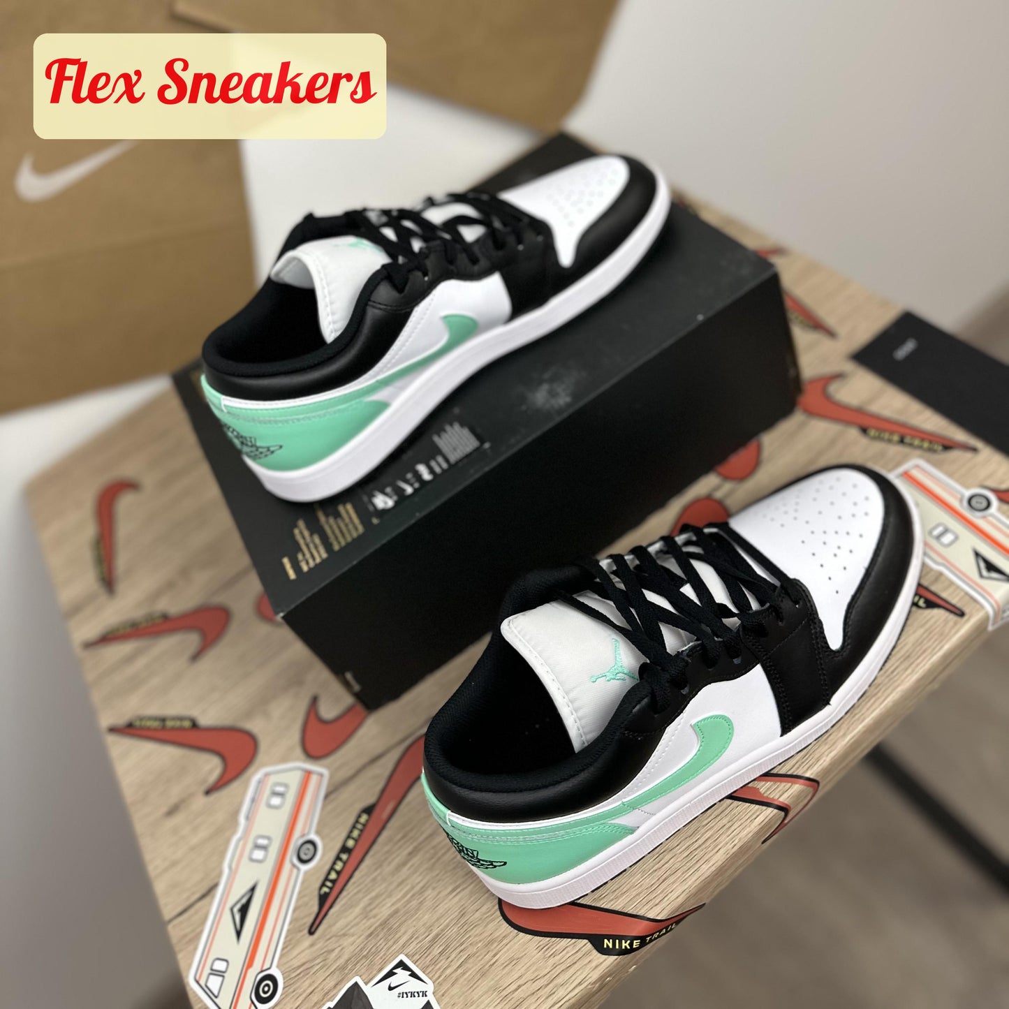 Air Jordan 1 Low White/Green-Glow