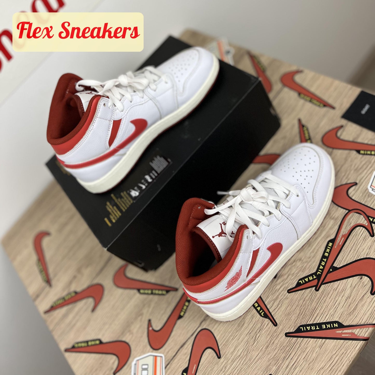 Air Jordan 1 Mid SE (GS) White/Red-Sail