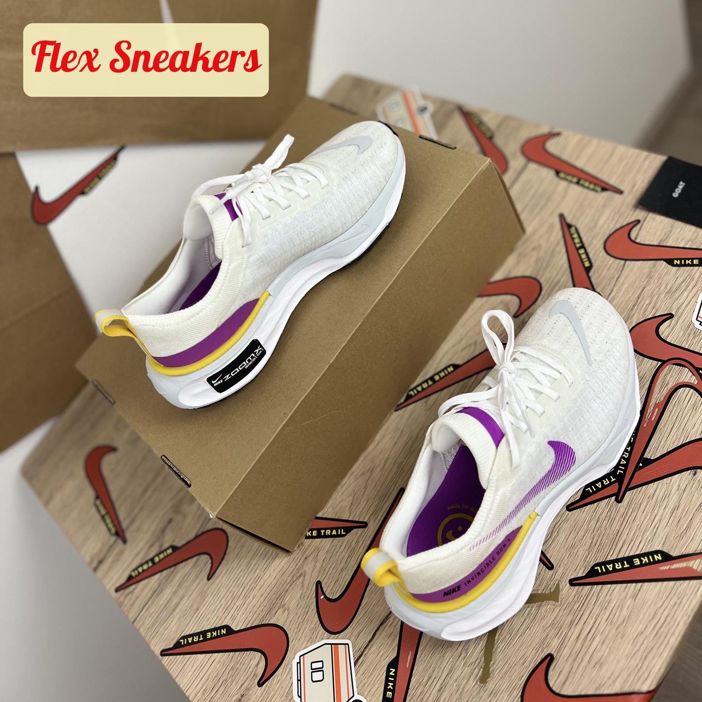 W ZoomX Invincible Run FK 3 White/Vivid-Purple