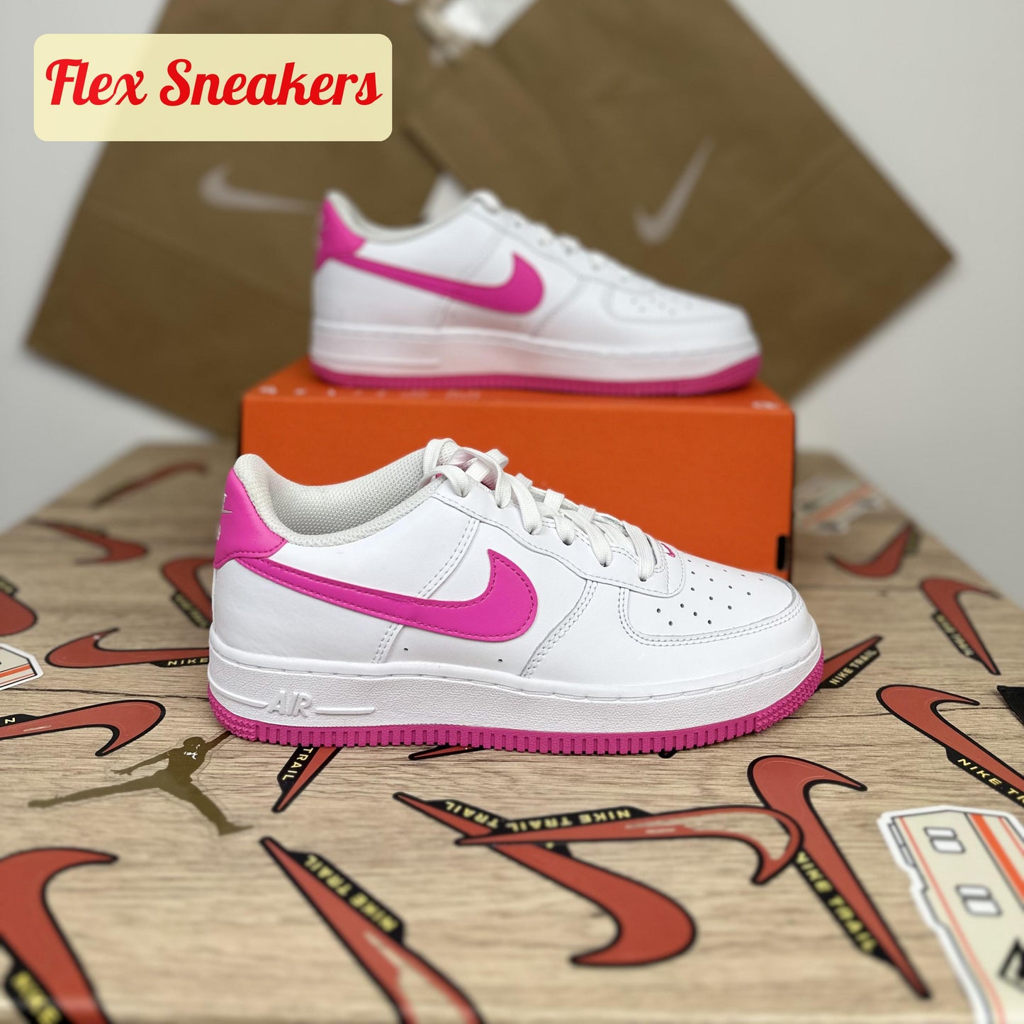 Air Force 1 (GS) White/Laser-Fuchsia
