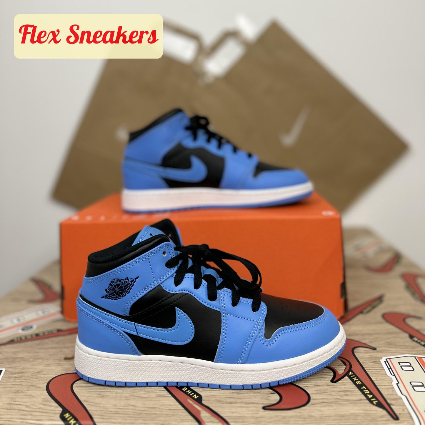 Air Jordan 1 Mid (GS) Blue/Black