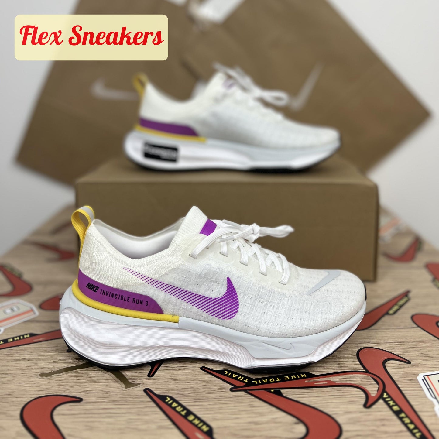W ZoomX Invincible Run FK 3 White/Vivid-Purple