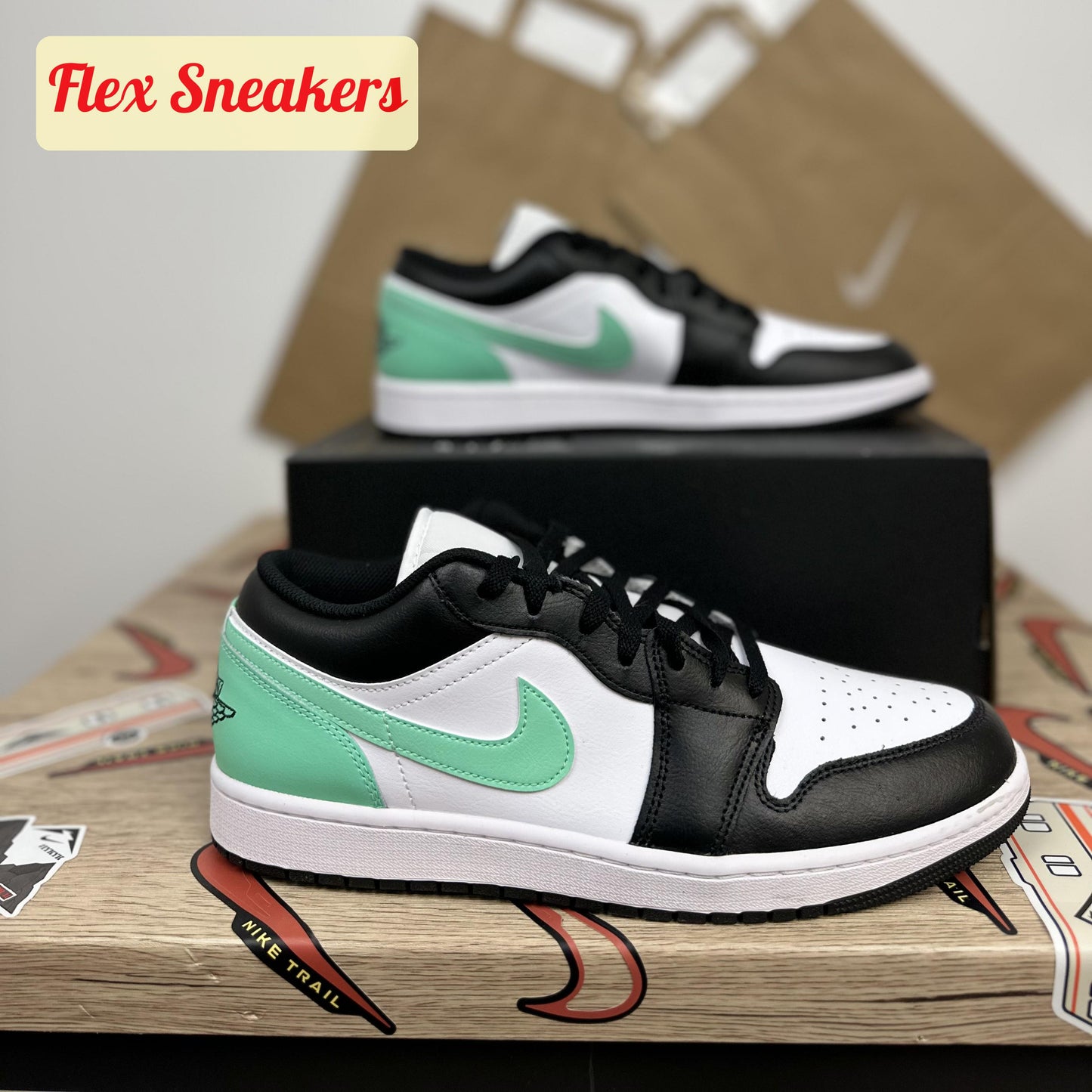 Air Jordan 1 Low White/Green-Glow