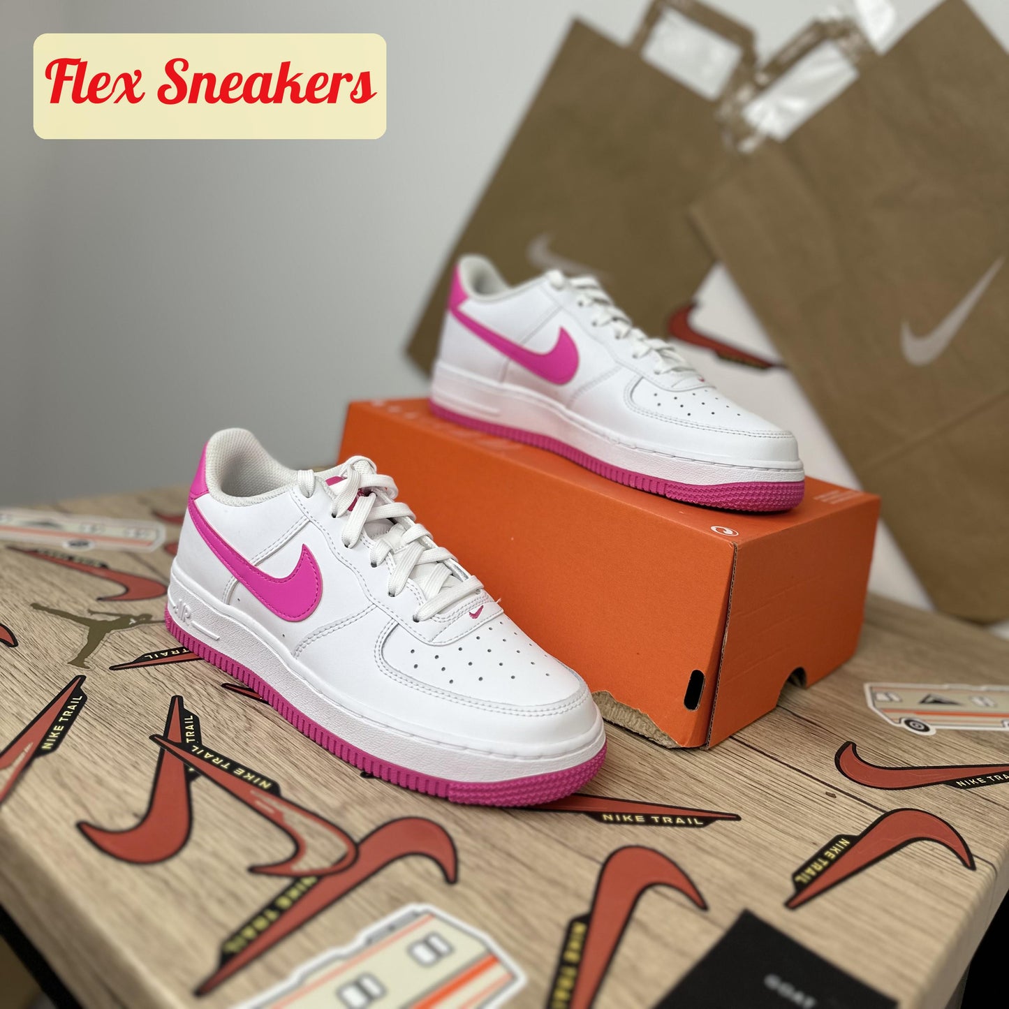 Air Force 1 (GS) White/Laser-Fuchsia