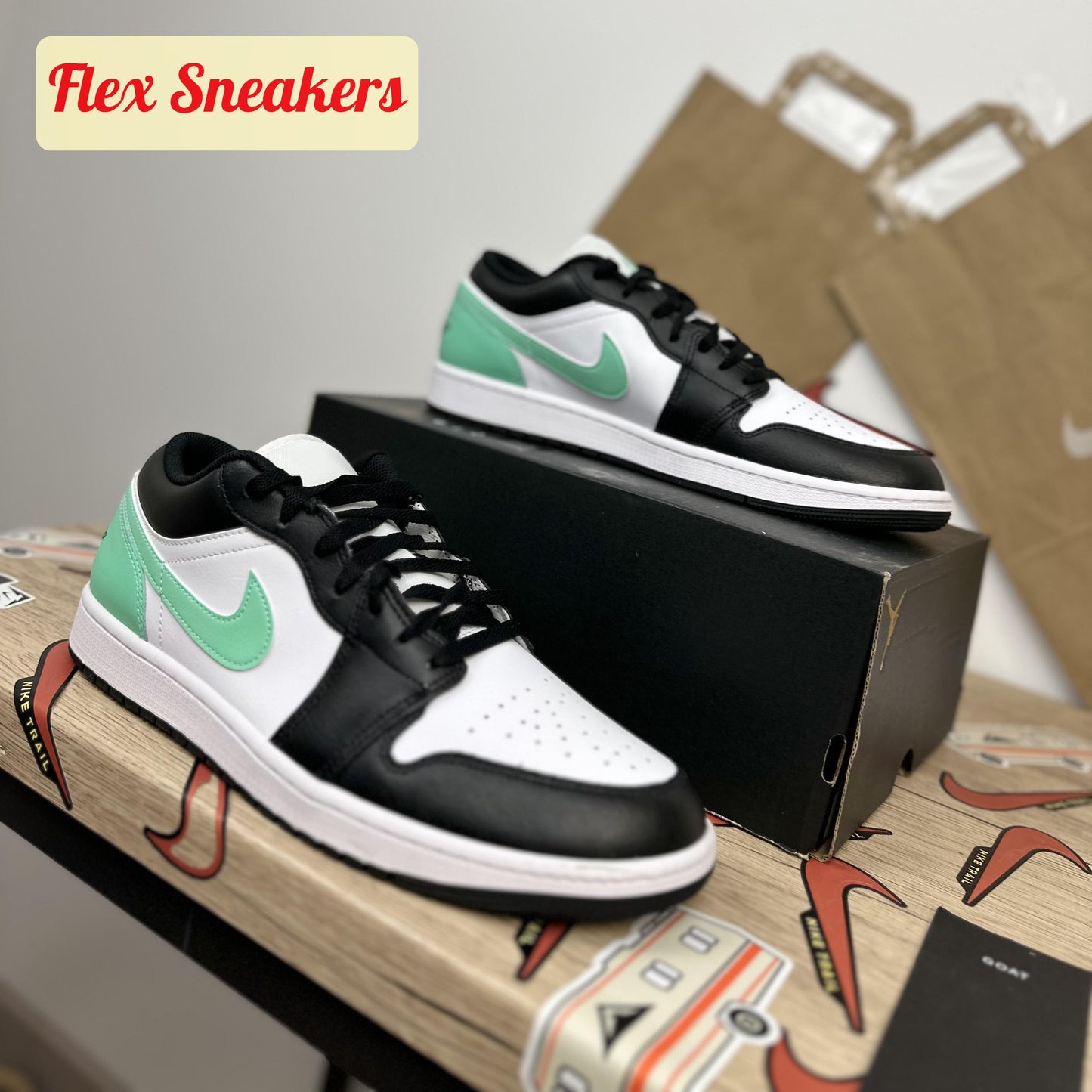 Air Jordan 1 Low White/Green-Glow