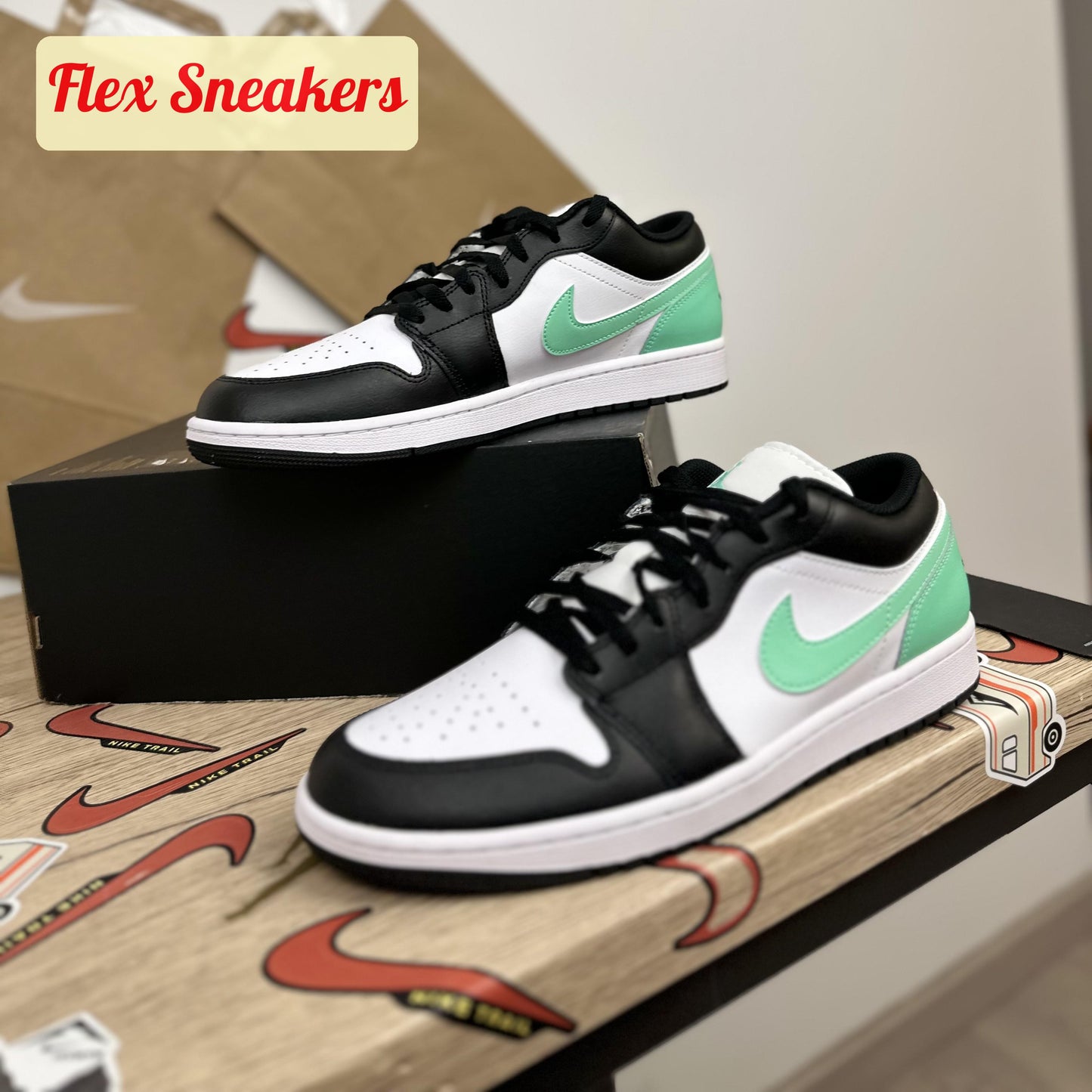 Air Jordan 1 Low White/Green-Glow