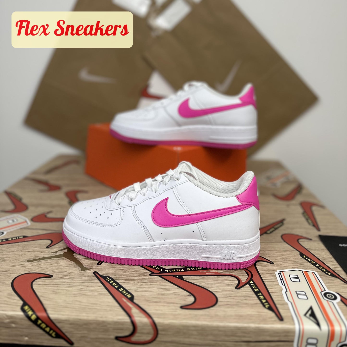 Air Force 1 (GS) White/Laser-Fuchsia
