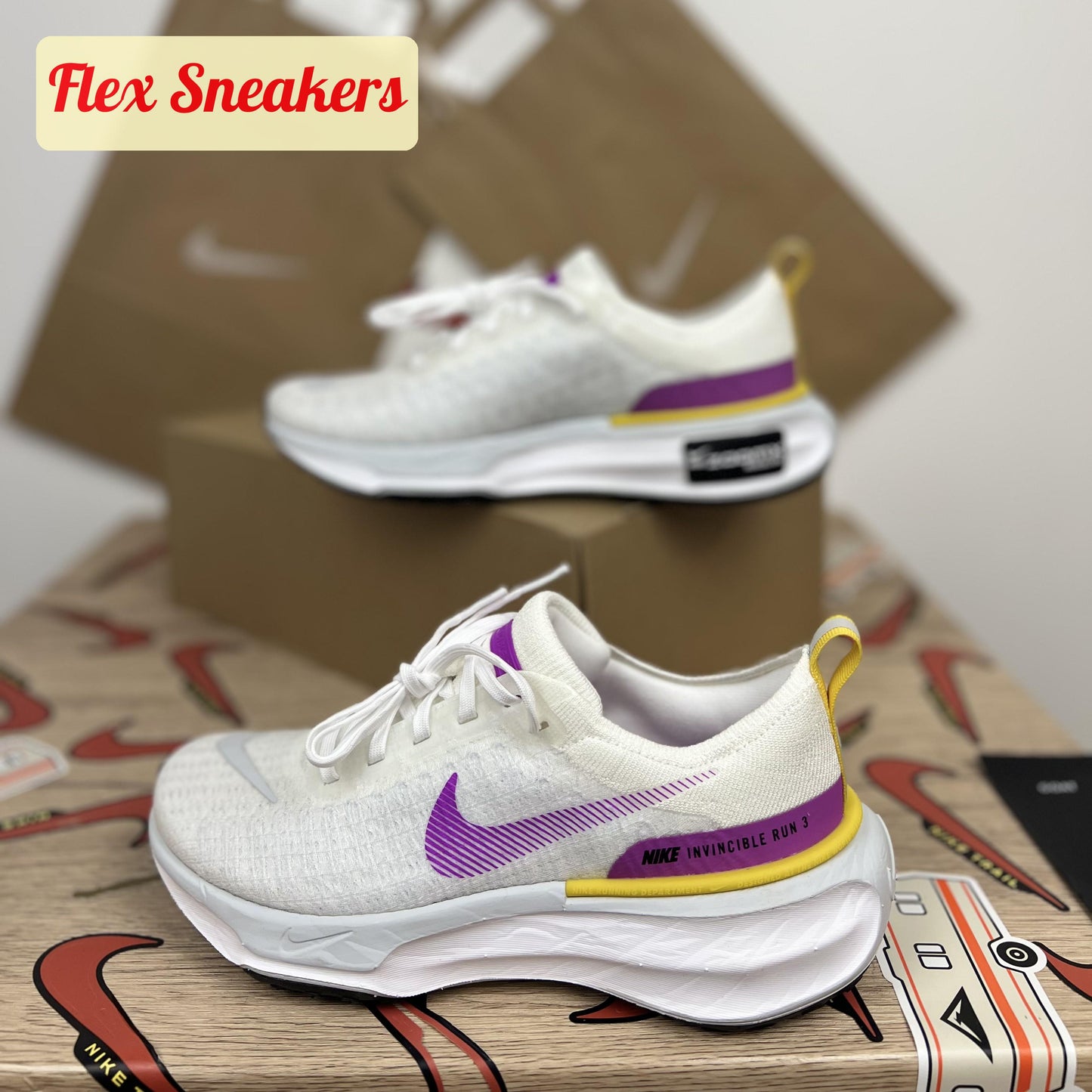 W ZoomX Invincible Run FK 3 White/Vivid-Purple