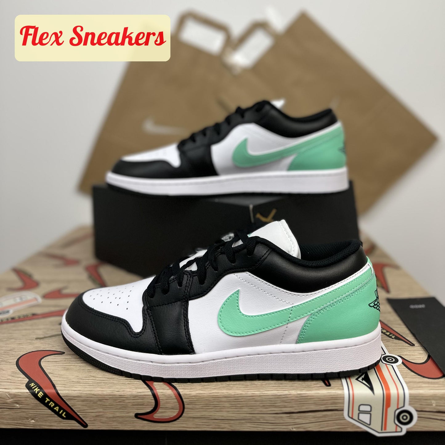 Air Jordan 1 Low White/Green-Glow