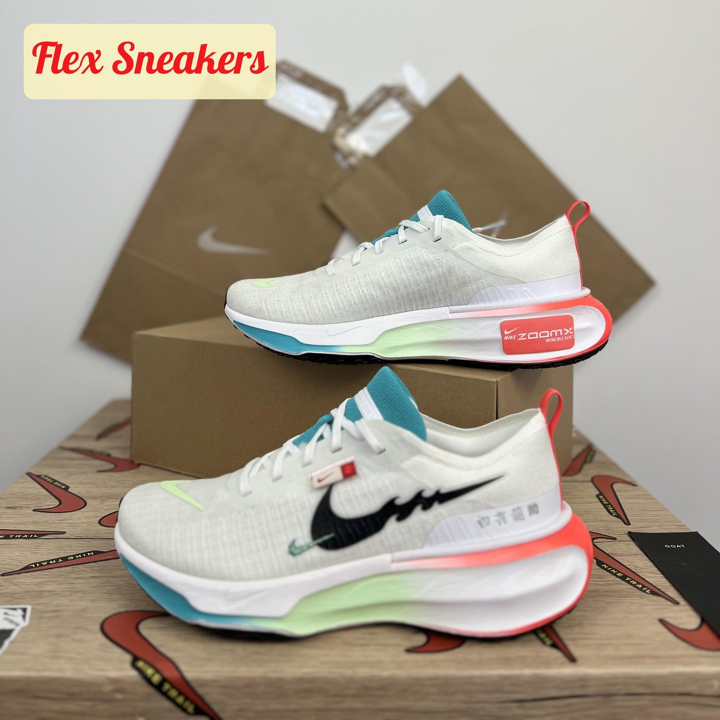 ZoomX Invincible Run FK 3 White/Dusty-Cactus