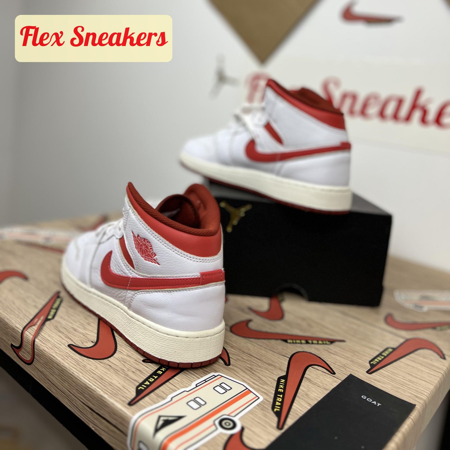 Air Jordan 1 Mid SE (GS) White/Red-Sail