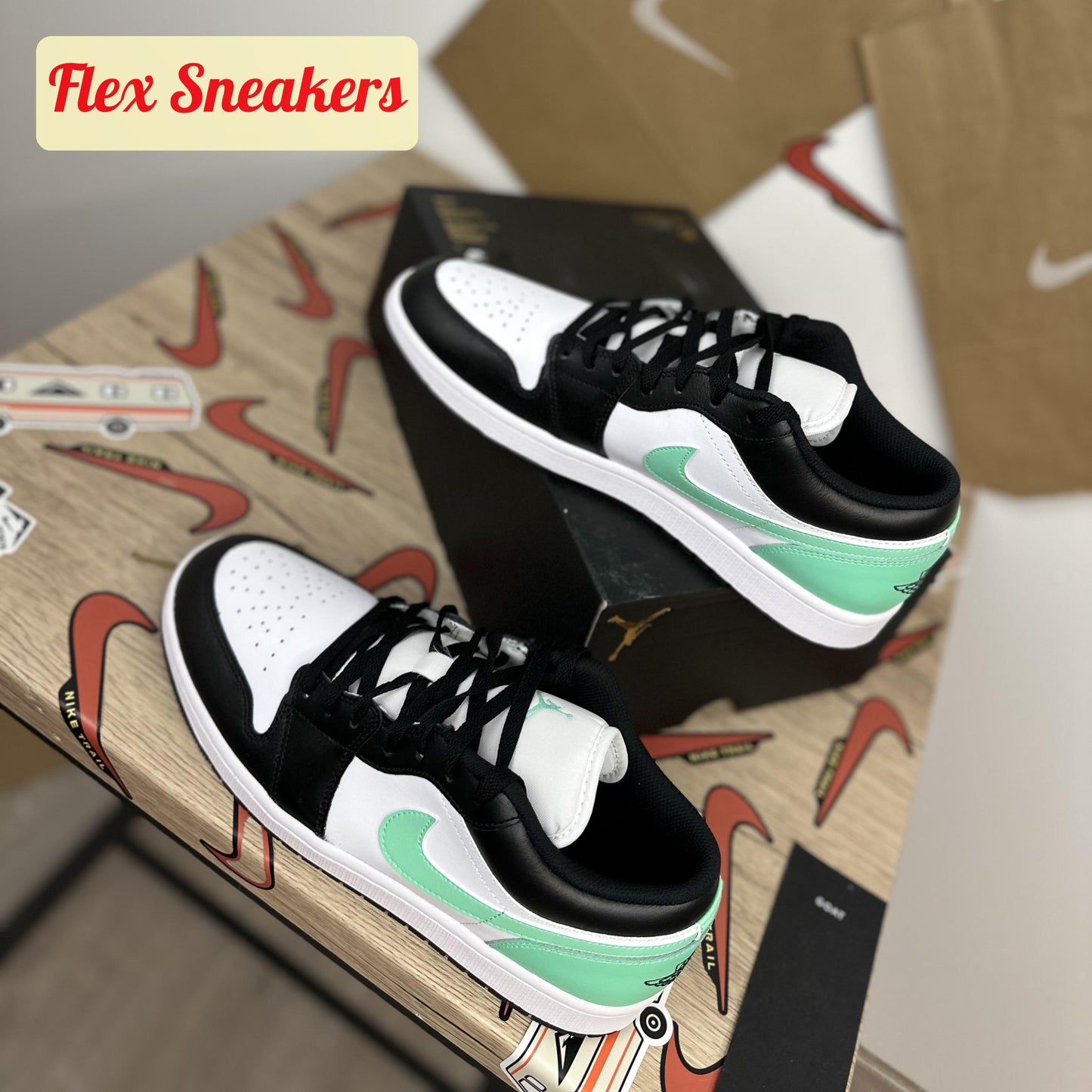Air Jordan 1 Low White/Green-Glow