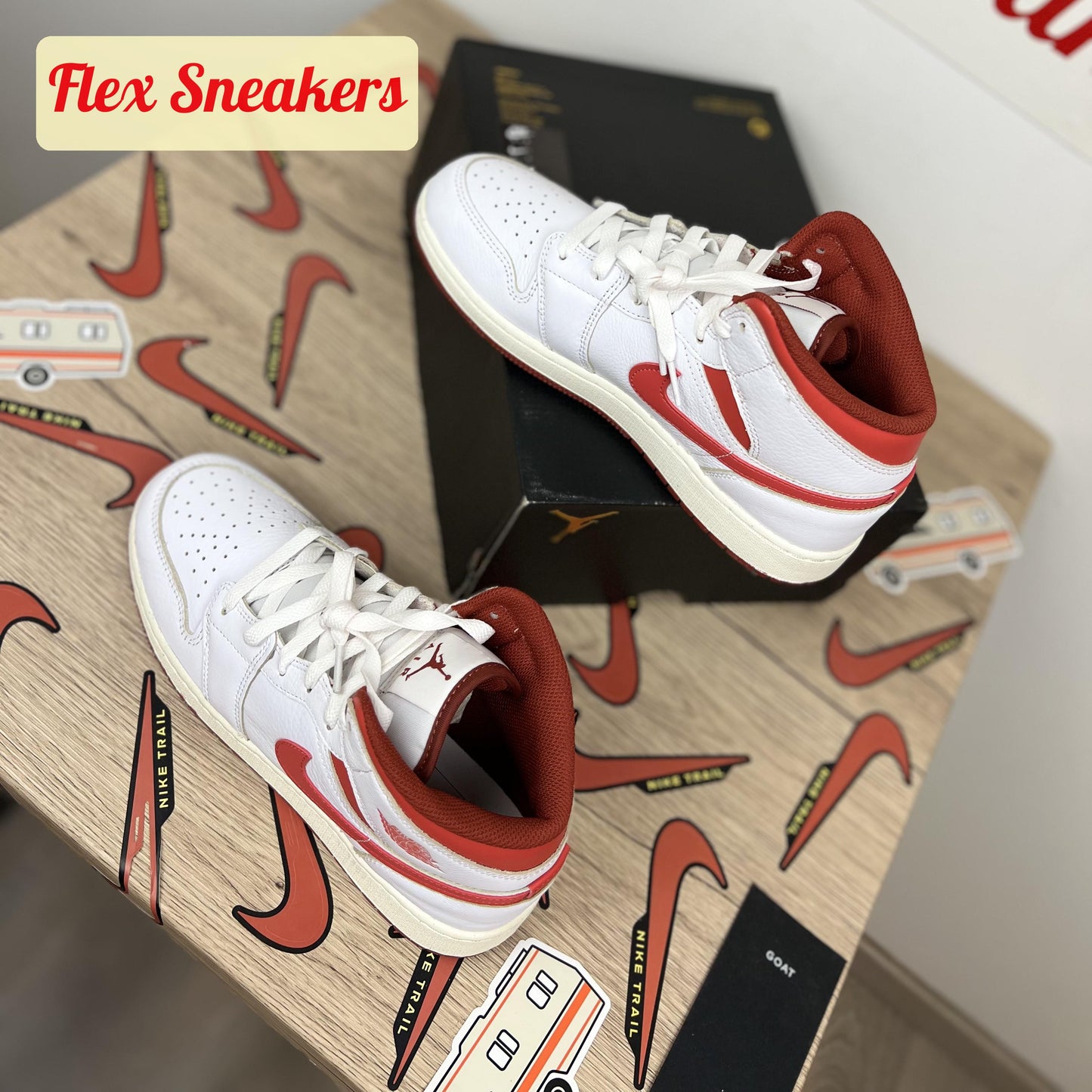 Air Jordan 1 Mid SE (GS) White/Red-Sail
