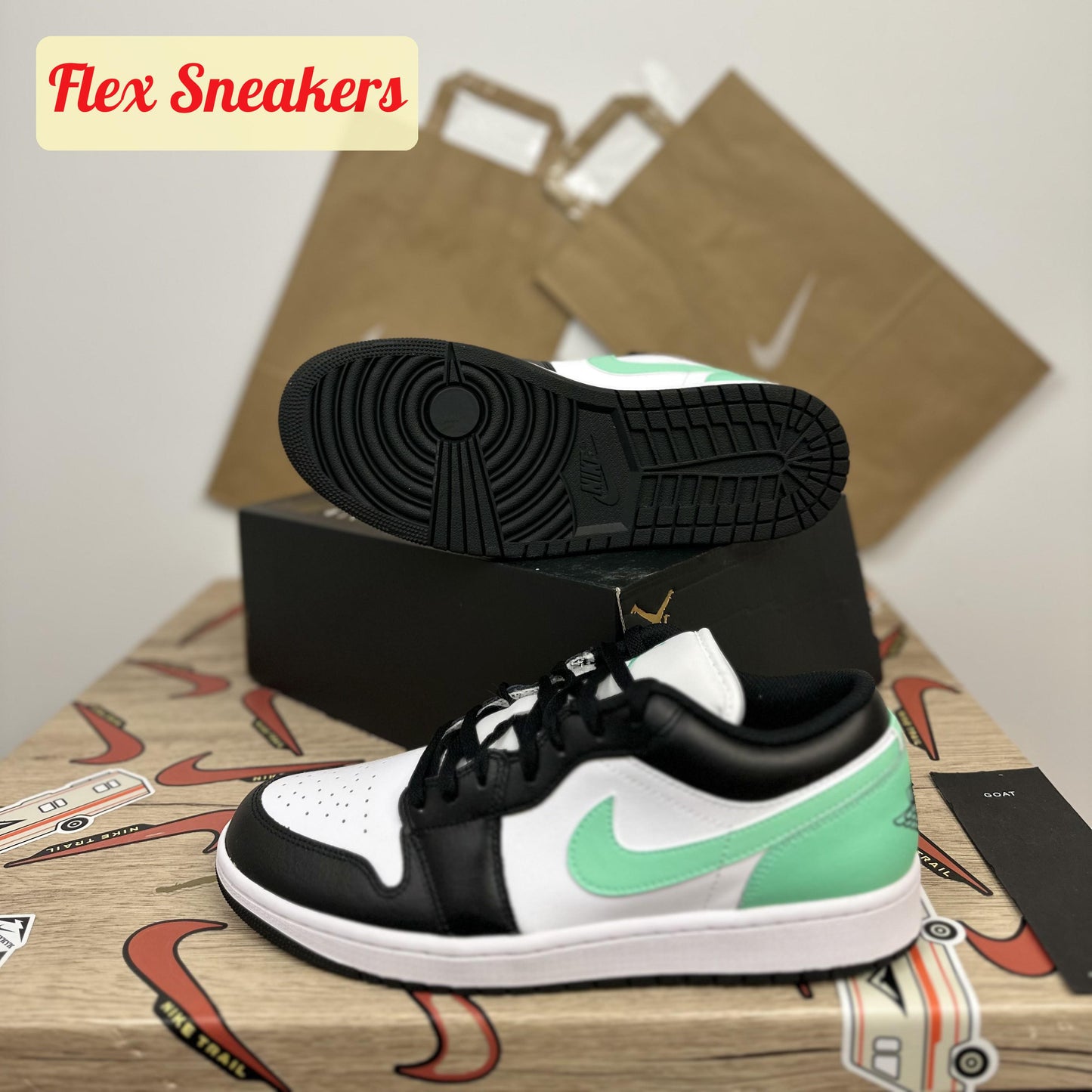 Air Jordan 1 Low White/Green-Glow