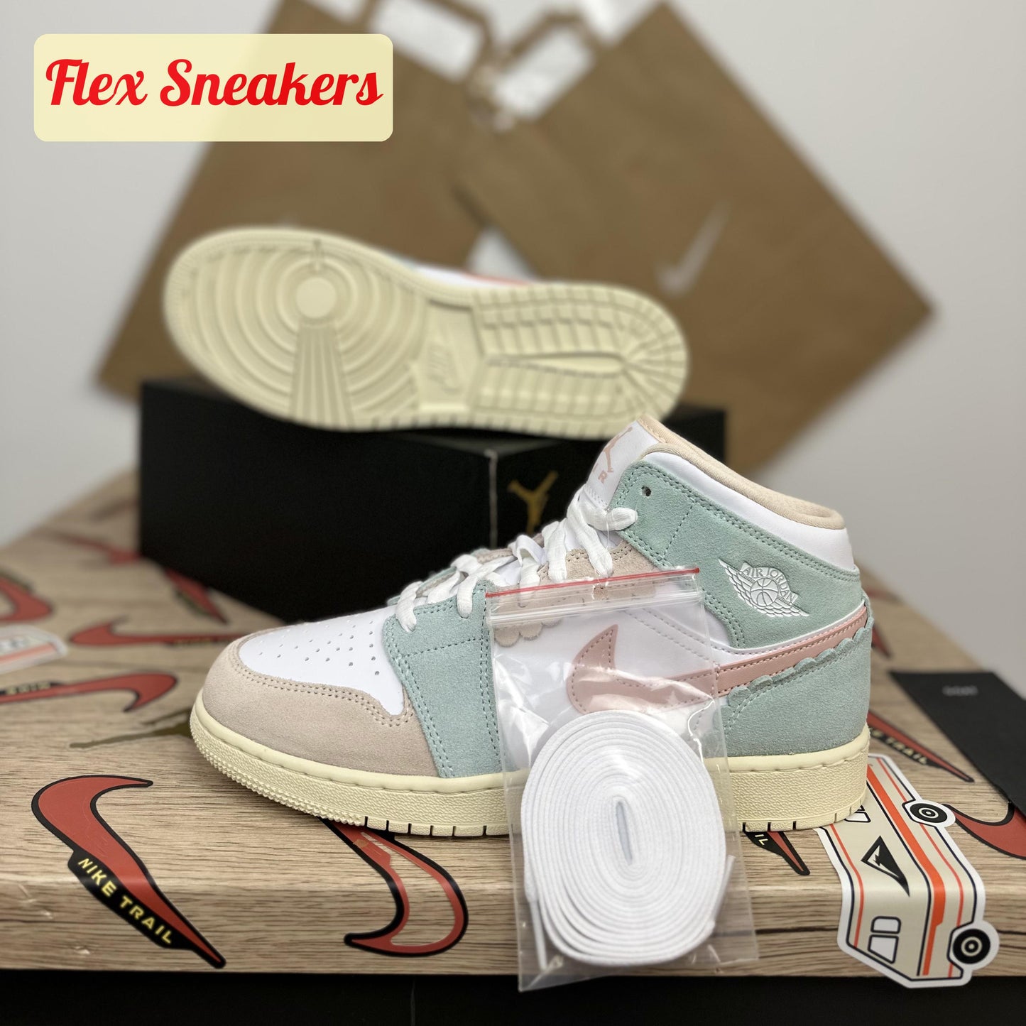 Air Jordan 1 Mid SE GS Pink-Oxford