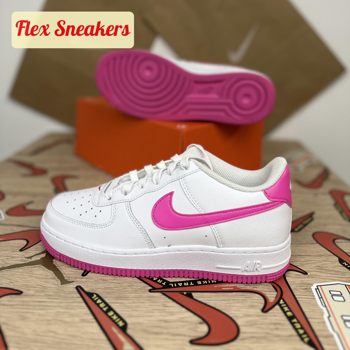 Air Force 1 (GS) White/Laser-Fuchsia