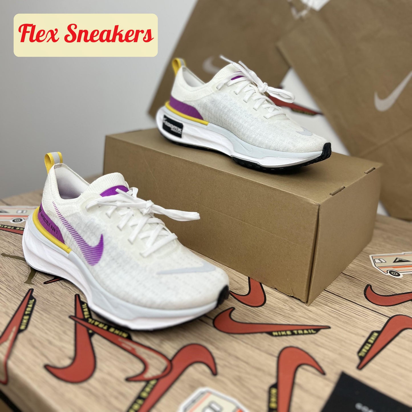 W ZoomX Invincible Run FK 3 White/Vivid-Purple