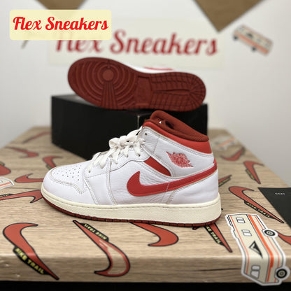 Air Jordan 1 Mid SE (GS) White/Red-Sail
